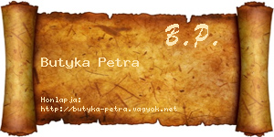 Butyka Petra névjegykártya
